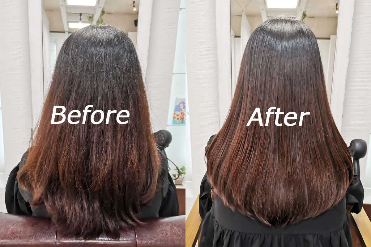 東京恵比寿大人の美容院Ref hairの髪質改善コースのBefore/After画像