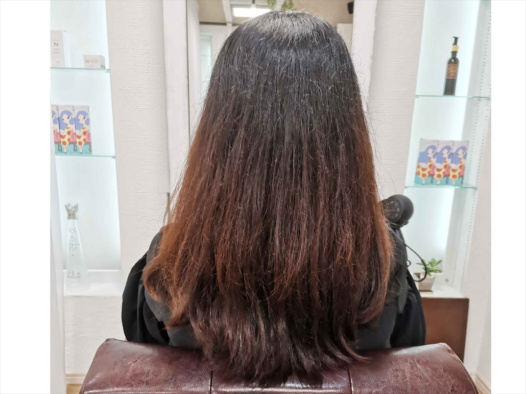 日本東京涉谷區Ref hair美髮沙龍髪質改善護髮的模特兒做前照片